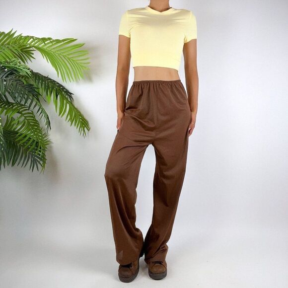 Vintage 90s Fairy Grunge Brown Indie Casual High Waisted Slip Pants / Size: M - Picture 1 of 5